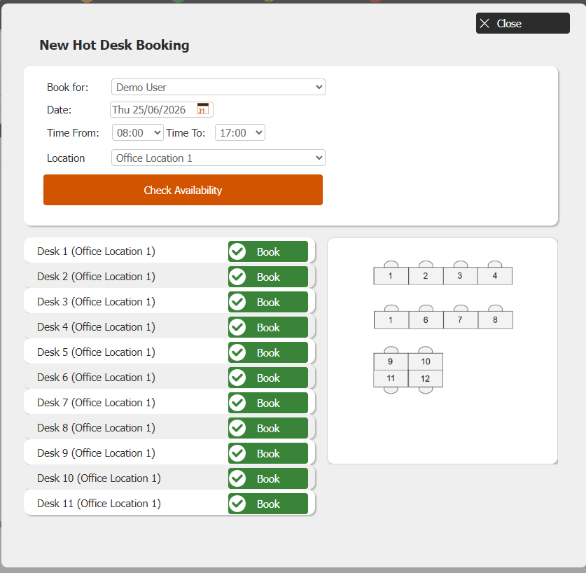 Hot desk booking planner